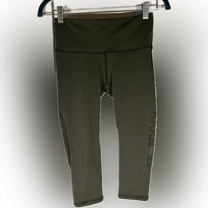 Lululemon yoga cropped leggings perforated sides olive green